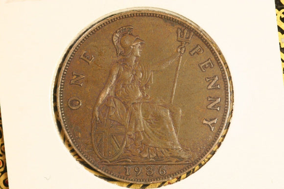 1936 - UK British Penny - gVF Problem Coin