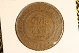 1934 - Australia Penny - Pealing Errors near Crown - aF