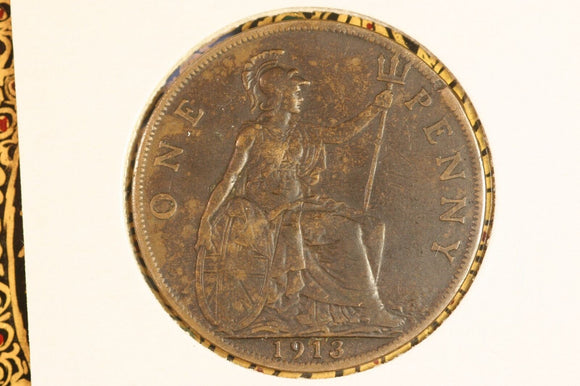 1913 - UK British Penny - gF