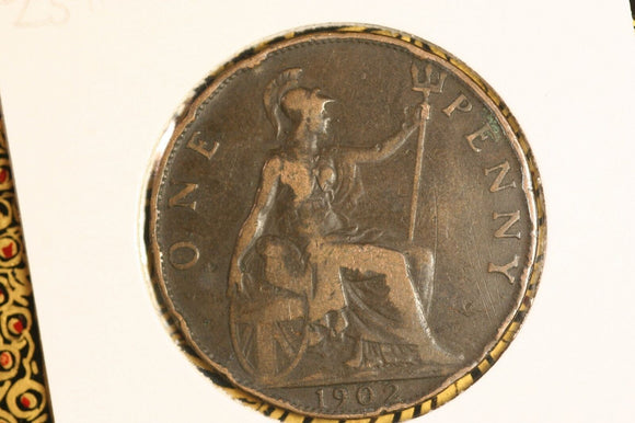 1902 - UK British Penny - gF / Rim Bumps