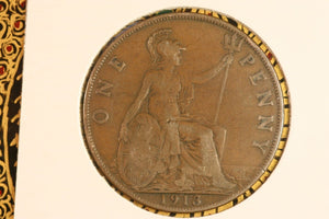 1913 - UK British Penny - aF