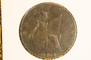 1908 - UK British Penny - VF / Grotty