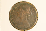 1877 - UK British Penny - aF / Corrosion / Cleaned