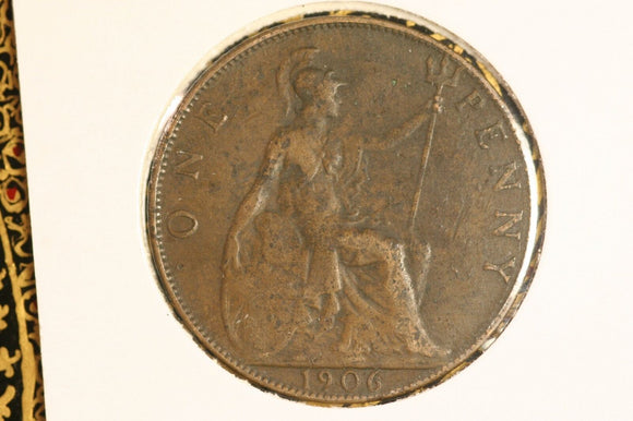 1906 - UK British Penny - F / Pitting