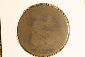 1875 - UK British Penny - Small Date - Fair