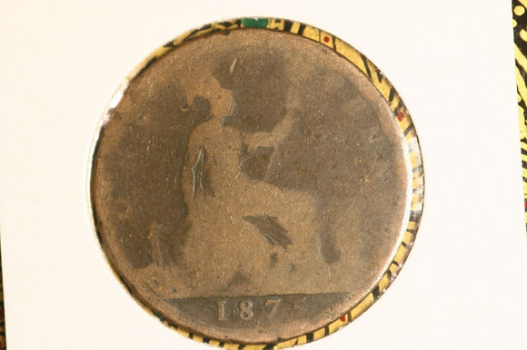 1875 - UK British Penny - Small Date - G