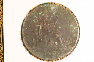 1875  - British Penny - Large Date - F / Problem Coin