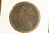 1877 - UK British Penny - aF / Verdigris