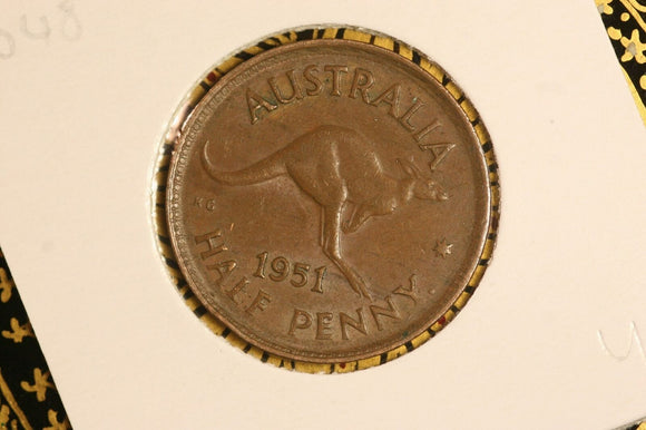 1951 - Y. - Australia Halfpenny - Scrotum / Ghosting Error (R6) - VF