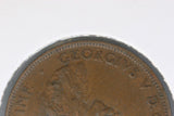 1927 - Australian Half Penny - Diecracks through 'REX' and Bust - F