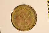 1961 - Australia Halfpenny - Gold Patina - aUNC