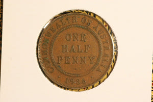 1936 - Australian Halfpenny - aEF / PVC