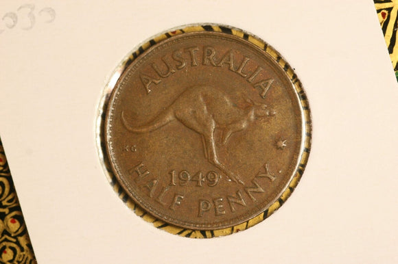 1949 - Australia Halfpenny - gVF / Grotty