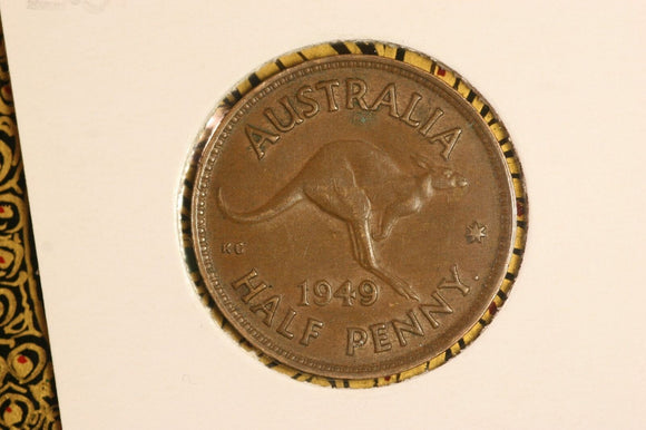 1949 - Australian Halfpenny - Diecrack Tail to KG (R5) - gVF