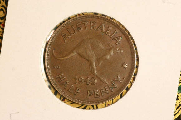 1949 - Australia Halfpenny - Diecrack 'FIDEI' (R5) - gVF