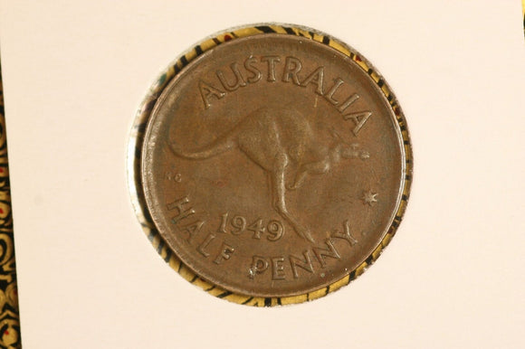 1949 - Australian Halfpenny - Diecracks 'KG' to Tail & Star to 'NY'