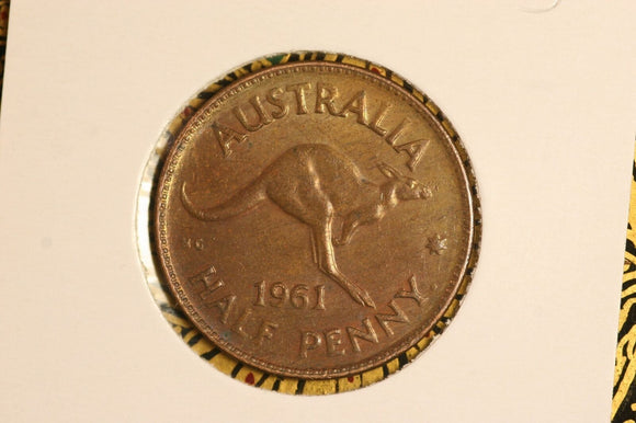 1961 - Australian Halfpenny - Gold Patina - aUNC