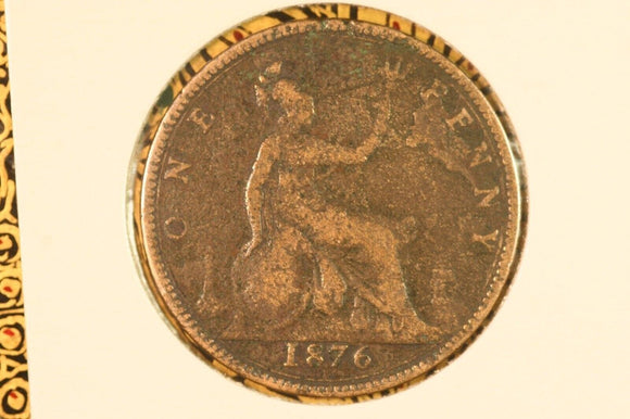 1876 - H - UK British Penny - aF.