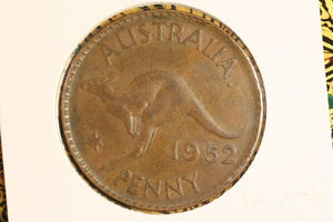 1952 - A. - Australia Penny - Wedged Serif (B63A) & Pealing Error - gVG