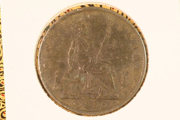 1882 - UK British Penny - Corrosion / F