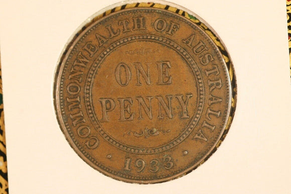 1933 - Australia Penny - VF / Verdigris