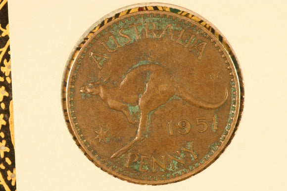 1951 - PL - Australian Penny - PVC Damage - EF / Problem