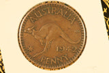 1942 - I - Australia Penny - Massive Pealing Error across King's Head - aF