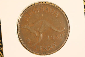 1938 - Australia Penny - Diecracks 'LIA' 'VI D:G B' & 'ND :' - gF