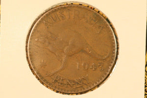 1943 - Y. - Australia Penny - Multiple Die Cracks across Penny (R6) - F