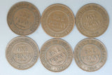 Australia Penny * 6 - 1917, 1919 No Dot & 1 Dot, 1920, 1921, 1922 I - aVG / VG