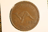 1950 - M -  Australian Penny - Doubled Date - gF / Problem Coin