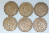 Australia Penny * 6 - 1917, 1919 No Dot & 1 Dot, 1920, 1921, 1922 I - aVG / VG