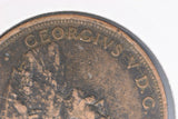 1929 - Australia Penny - Diecrack thru most of Obverse LEegend - aEF / Verdigris