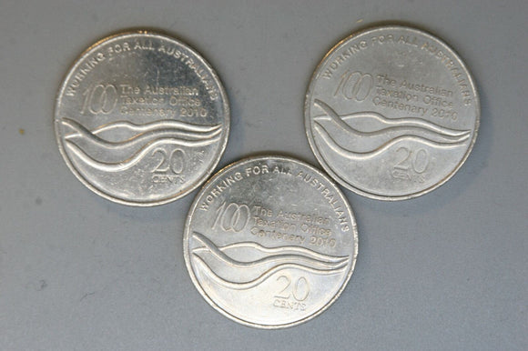 2010 - Australia - 20 Cent Coins * 3 - ATO - gEF