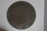 1936 - Australian Penny - Pealing Error -  aEF / Corrosion Rim Bump