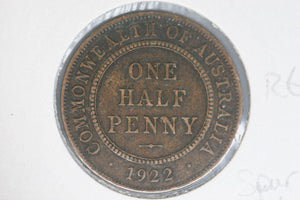 1922 - Australian Halfpenny - Spur on 'N' (R6) - gVF / Grotty