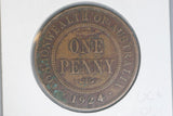 1924 - L - Australian Penny - Diecracks Obverse & Date - Problem Coin