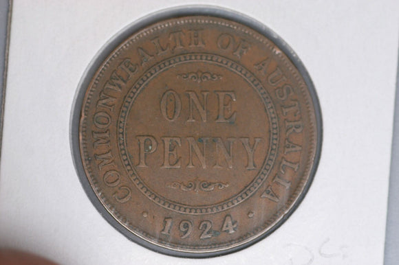 1924 - L - Australian Penny - Diecracks 'ONWE' & 'STRALIA' - VG