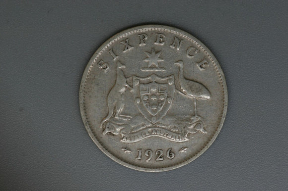 1926 - Australia Sixpence - aVG - Serif on '2' - (R6)