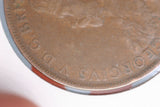 1927 - Australian Penny - Diecrack 70% of Obverse - VG / Verdigris