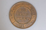 1921 - Australian Halfpenny - Natural Lustre - Light Diecrack 'REX' - gEF