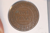 1922 - I - Australia Penny - Indian Obverse - Diecrack 'REX IND' - VF / Verdigri