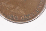 1922 - I - Australia Penny - Indian Obverse - Diecrack 'REX IND' - VF / Verdigri