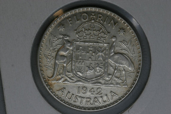 1942 - M - Australia Florin - EF - .925 Silver