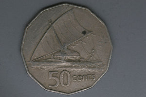 1981 - Fiji 50 Cent Coin - Outrigger - F