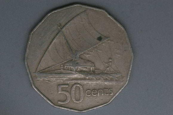 1981 - Fiji 50 Cent Coin - Outrigger - F