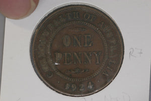 1924 - L - Australia Penny - Diecrack 'REX FD' & Dot at Nose (R7) - aVF / Grotty