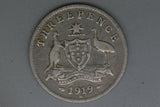 1919 - Australia Threepence - G+ - .925 Silver