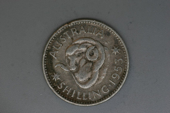 1953 - Australia Shilling - VG - Dots inside Horn Curl - (R6)