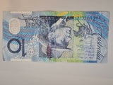 Australia 10 dollar polymer note. Stevens / Henry . AA07 Serial - Ink Error.